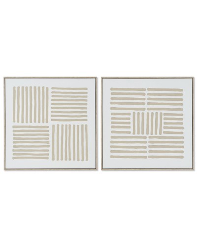 Quadro Home ESPRIT Bianco Beige Scandinavo 83 x 4,5 x 83 cm (2 Unità)
