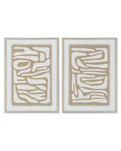 Cadre Home ESPRIT Blanc Beige Abstrait Scandinave 52,7 x 2,5 x 72,5 cm (2 Unités)