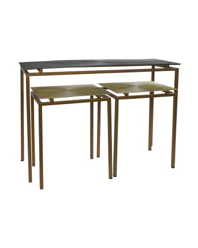 Consola Home ESPRIT Gris Metal Aluminio 109,5 x 37,5 x 80 cm (3 Piezas)