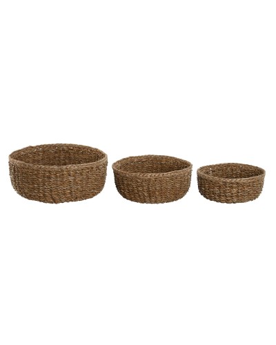 Set de basket Home ESPRIT Fibre naturelle Boho 30 x 30 x 13 cm