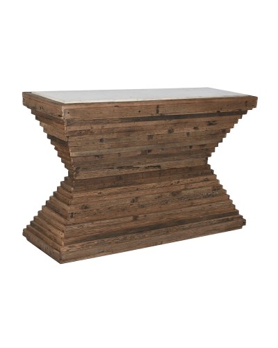 Console Home ESPRIT Giallo Bianco Marrone Marmo Legno Riciclato 138 x 45 x 87 cm