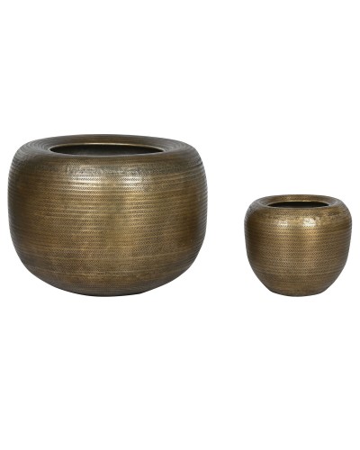 Set de Maceteros Home ESPRIT Dorado Aluminio 64 x 64 x 47 cm