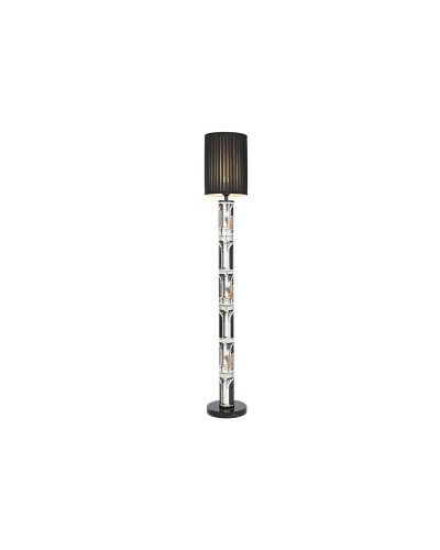 Golvlampa Home ESPRIT Vit Svart Gyllene Metall Porslin polypropen 25 x 25 x 166 cm