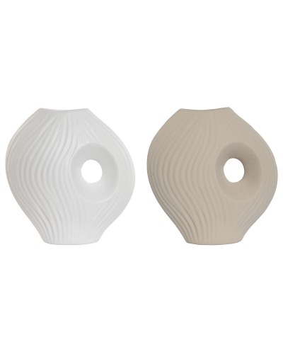 Vaas Home ESPRIT Wit Beige Keramiek 33 x 15 x 34 cm (2 Stuks)