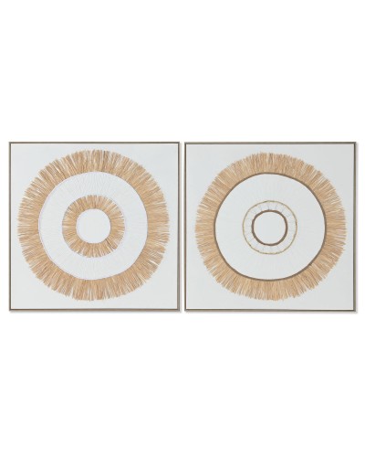 Kangas Home ESPRIT Valkoinen Luonnollinen Boho 92 x 4,5 x 92 cm (2 osaa)