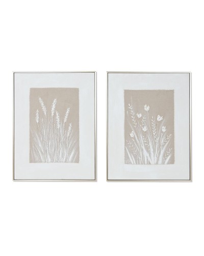 Leinwand Home ESPRIT Weiß Beige Blomster Skandinavisch 62 x 4,5 x 82 cm (2 Stück)