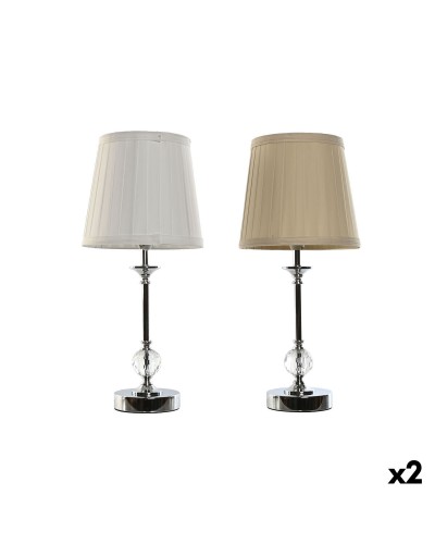 Bureaulamp Home ESPRIT Wit Beige Metaal 25 W 220 V 20 x 20 x 46 cm (2 Stuks)