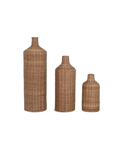 Set von 3 Vasen Home ESPRIT Braun Metall natürlich 25 x 25 x 82 cm (3 Stücke)