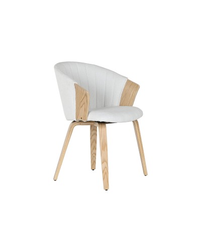 Keukenstoel Home ESPRIT Wit Polyester Hout 60 x 57,5 x 79 cm