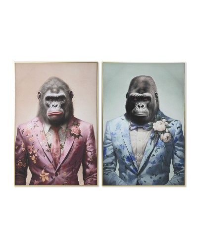 Canvas Home ESPRIT Blauw Roze polyestyreen Canvas Modern 82 x 3,5 x 122 cm (2 Stuks)