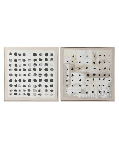 Maalaus Home ESPRIT Musta Beige Juutti polystyreeni Abstrakti Moderni 102 x 3,2 x 102 cm (2 osaa)