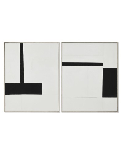 Cadre Home ESPRIT Blanc Noir Abstrait Moderne 82 x 3,8 x 102 cm (2 Unités)