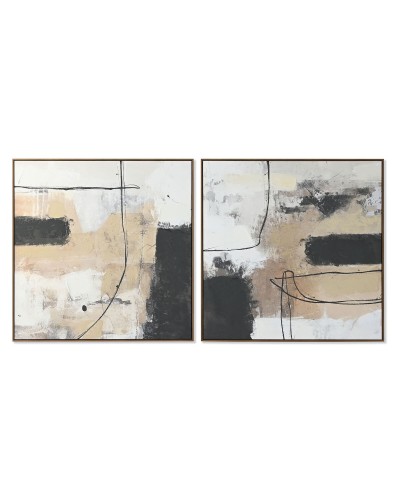 Tavla Home ESPRIT Svart Gyllene Abstrakt Urban 100 x 4 x 100 cm (2 antal)