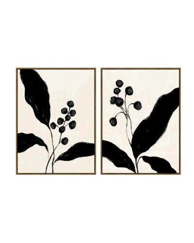 Quadro Home ESPRIT Nero Beige Fiore Città 75 x 4 x 100 cm (2 Unità)