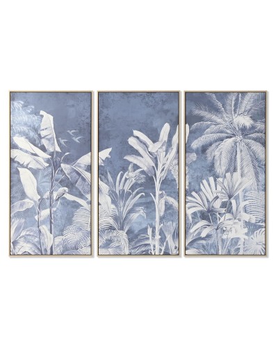 Tela Home ESPRIT Azzurro Palme Tropicale 180 x 4 x 120 cm (3 Pezzi)