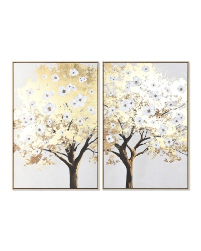 Leinwand Home ESPRIT Braun Grau Gold Baum Moderne (2 Stück)