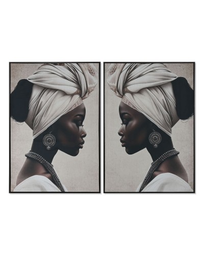 Tavla Home ESPRIT Brun Beige Kolonial Sammet Afrikanska 83 x 4 x 123 cm (2 antal)