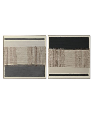 Cadre Home ESPRIT Marron Noir Abstrait Urbaine 102 x 4,5 x 102 cm (2 Unités)