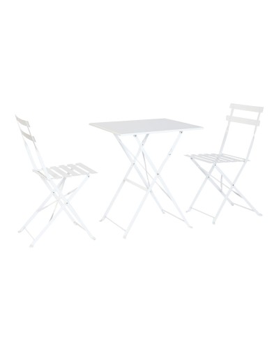 Conjunto de Mesa con 2 Sillas Home ESPRIT Blanco 60 x 60 x 71 cm