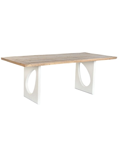 Dining Table Home ESPRIT White Natural Recycled Wood Mango wood 200 x 100 x 77 cm 200,5 x 100,5 x 77 cm