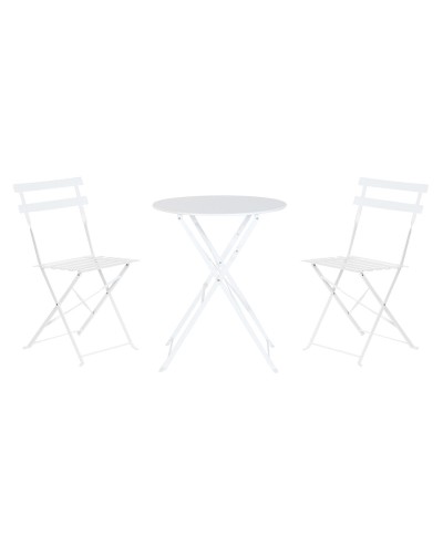 Table set with 2 chairs Home ESPRIT White 60 x 60 x 71 cm