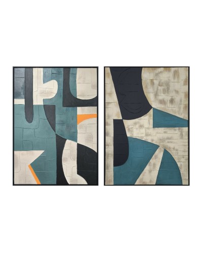 Tela Home ESPRIT Nero Verde Città 83 x 3,5 x 123 cm (2 Unità)