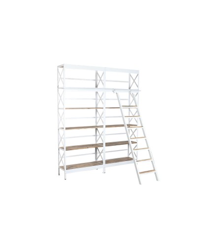 Scaffale Home ESPRIT Bianco Naturale Metallo Legno di mango 180 x 35 x 220 cm