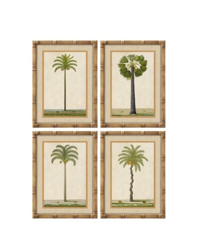 Tavla Home ESPRIT Grön Naturell Palmer Tropiskt 45 x 2,5 x 60 cm (4 antal)