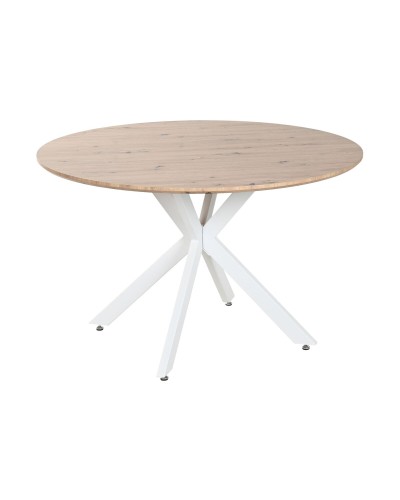 Dining Table Home ESPRIT White Brown Iron MDF Wood 120 x 120 x 75 cm