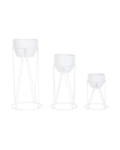 Kruka Home ESPRIT Vit Metall Urban 38 x 38 x 80 cm (3 Delar)