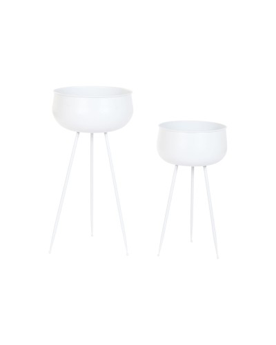 Blumentopf Home ESPRIT Weiß Metall Urban 34 x 34 x 70 cm (2 Stücke)
