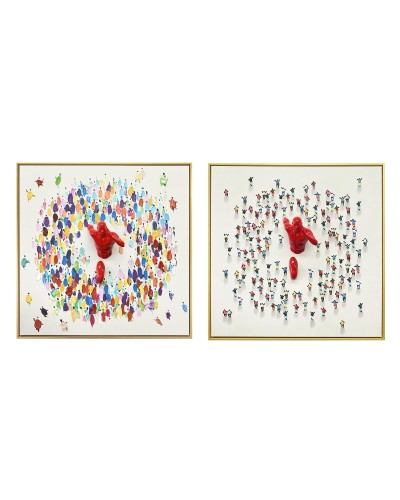 Canvas Home ESPRIT Hars polyestyreen Canvas 80 x 3,5 x 80 cm