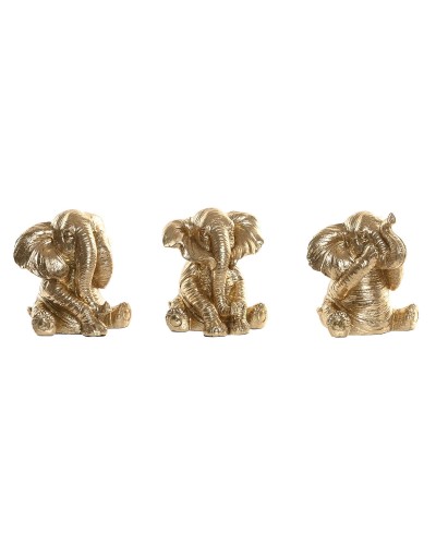 Decoratieve figuren Home ESPRIT Gouden Olifant 13 x 12 x 14 cm (3 Stuks)