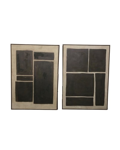 Canvas Home ESPRIT Donkerbruin Lichtbruin Abstract Modern 100 x 4 x 140 cm (2 Stuks)