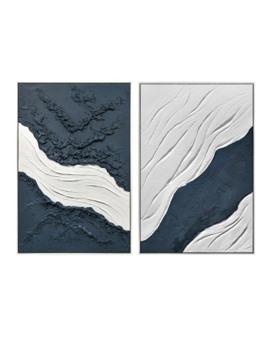 Lienzo Home ESPRIT Azul Blanco Moderno 83 x 4 x 123 cm (2 Unidades)