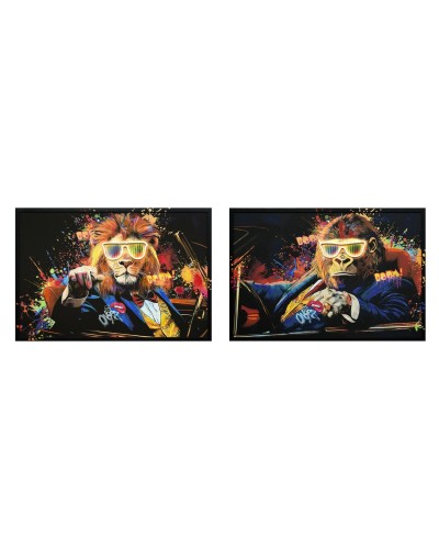 Tableau avec LED Home ESPRIT Noir Moderne 93 X 3 X 63 CM (2 Unités)