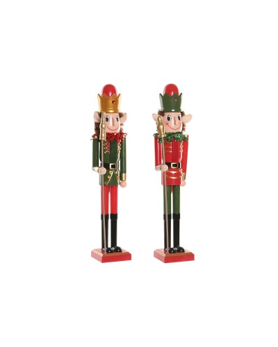 Décorations de Noël Home ESPRIT Multicouleur Casse-Noisette Elfe 11 x 10 x 54 cm (2 Unités)