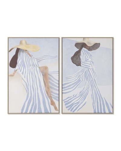 Leinwand Home ESPRIT Blau Weiß Streifen Mediterraner (2 Stück)