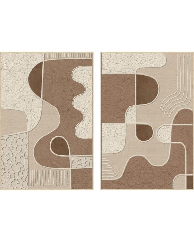 Tela Home ESPRIT Bianco Beige Astratto Città (2 Unità)