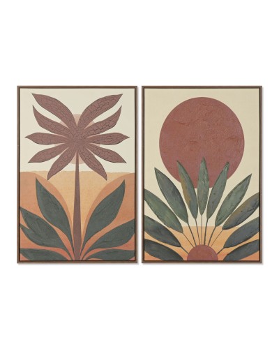 Kanvas Home ESPRIT Grön Orange Palmer Kolonial 63 x 4,5 x 93 cm (2 antal)