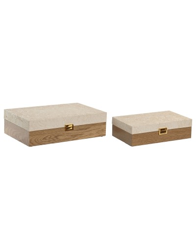 Jewelry box Home ESPRIT White Natural Wood (2 Units)