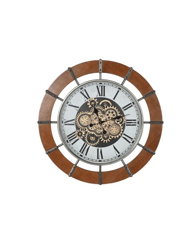 Muurklok Home ESPRIT Wit Natuurlijk Metaal Dennenhout Vintage 86 X 9,5 X 86 CM