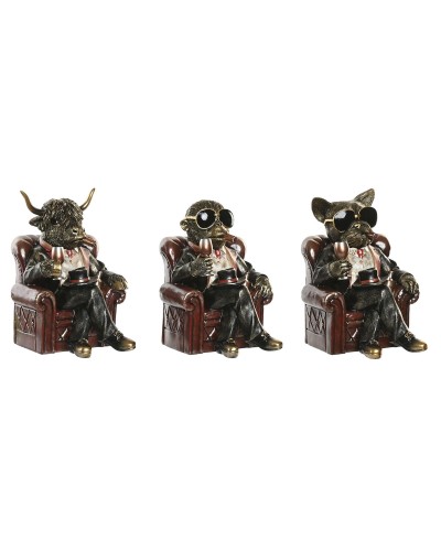 Decorative Figure Home ESPRIT Brown Golden 18 X 22,5 X 26,5 CM (3 Units)