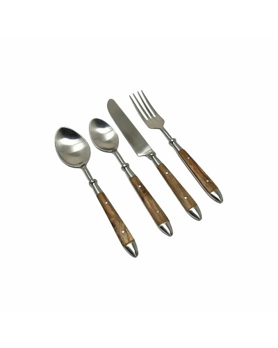 Posate DKD Home Decor Naturale Argentato Acciaio inossidabile Acacia (4,5 x 2 x 20 cm)