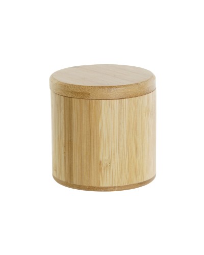Zoutvaatje met deksel DKD Home Decor Natuurlijk Bamboe 8,5 x 8,5 x 8,5 cm