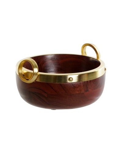 Kulho Home ESPRIT Ruskea Kullattu Alumiini Akaasia 19 x 17 x 10 cm