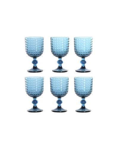 Set di Bicchieri Home ESPRIT Azzurro Cristallo 260 ml (6 Unità)
