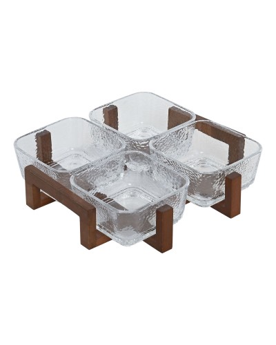 Snackdienblad Home ESPRIT Transparant Natuurlijk 300 ml 22 x 22 x 6 cm