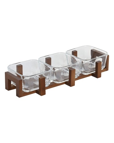 Bandeja de Aperitivos Home ESPRIT Transparente Natural 300 ml 32 x 12 x 6 cm