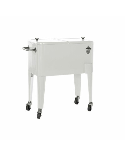 Glacière DKD Home Decor Blanc Avec des roues Acier PP (56 L) (74 x 43 x 80 cm)